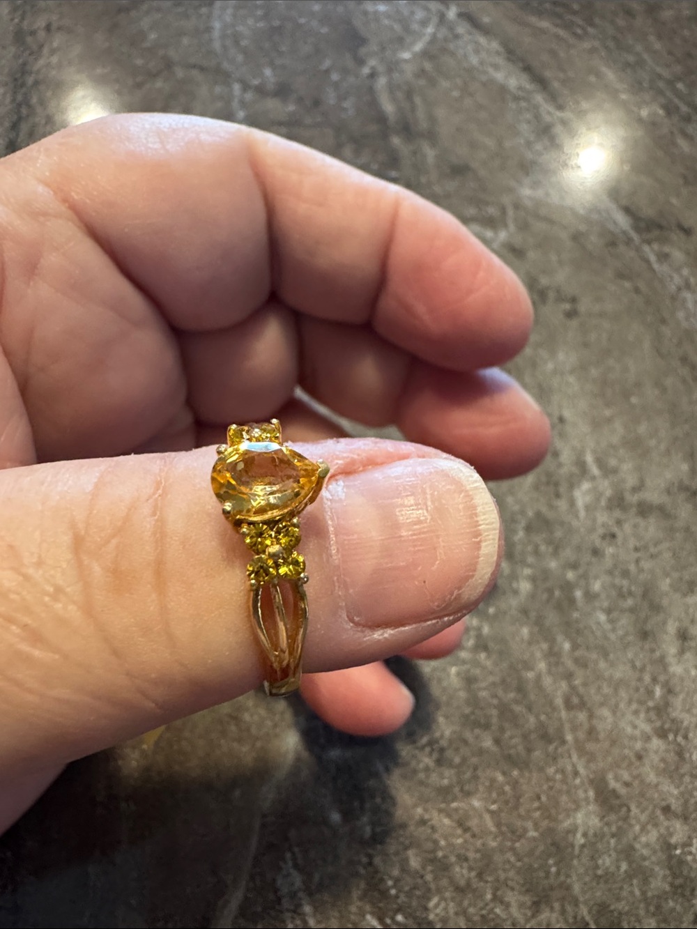 Gold-Tone Citrine-Color Statement Ring - Unbranded